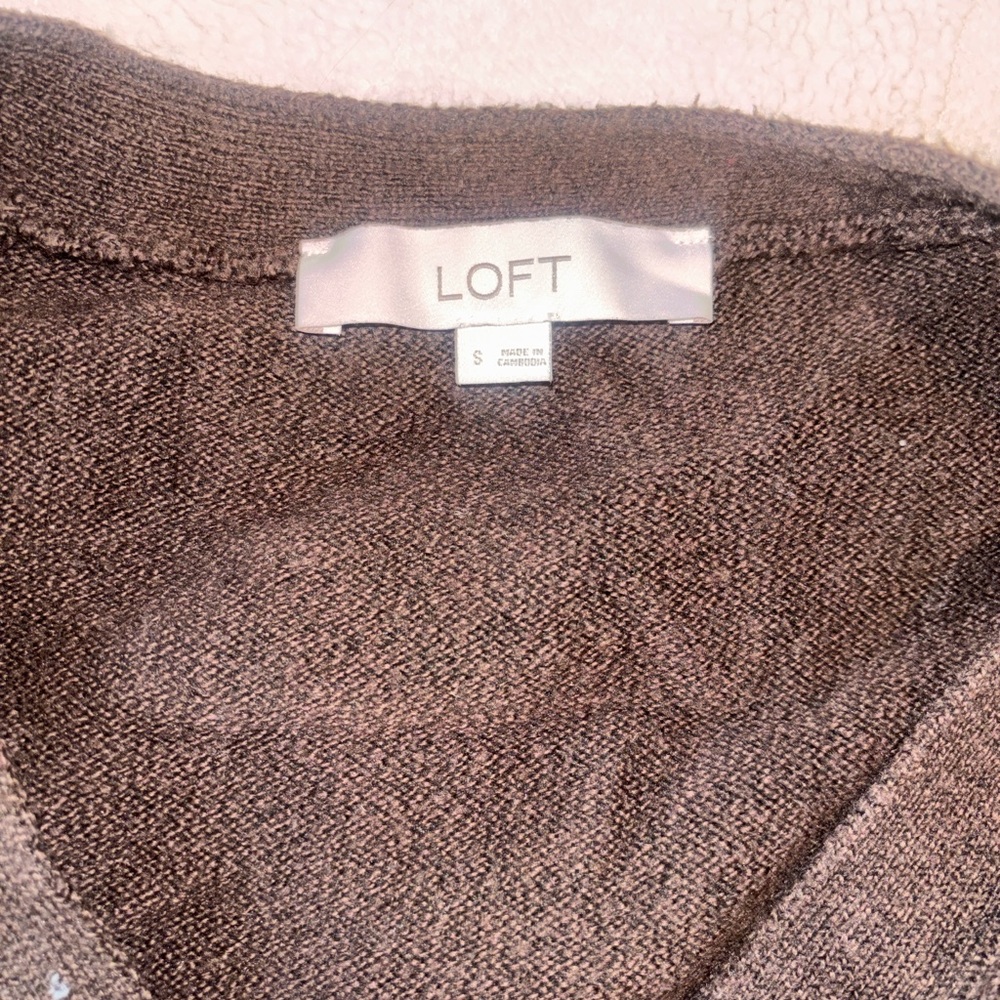 Brown V-Neck Button Cardigan Sweater - Women's - Picture 3 of 3